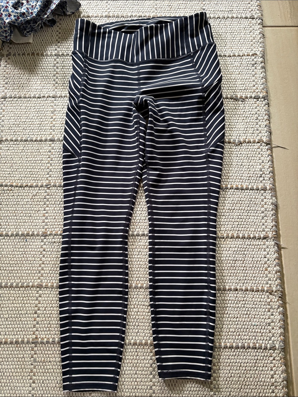 Athleta Black and White Striped Leggings